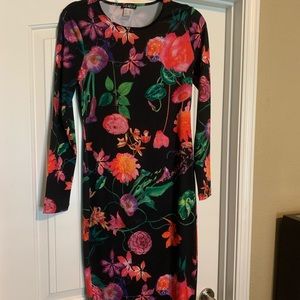 Black Floral Form Fitting Dress
